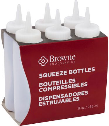 Browne - 8 Oz Clear Squeeze Bottle/Dispensers, Pack of 6 - 57800800