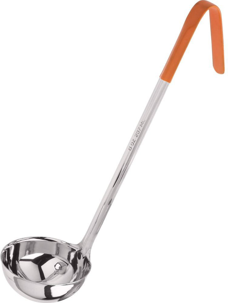 Browne - 8 Oz Stainless Steel Orange Coated Handle Ladle - 9948OR