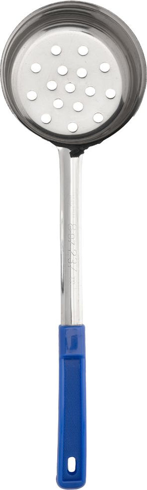 Browne - 8 Oz Stainless Steel Perforated Portioner / Spoodles with Blue Handle, 1 PC (5748P) - 5757481