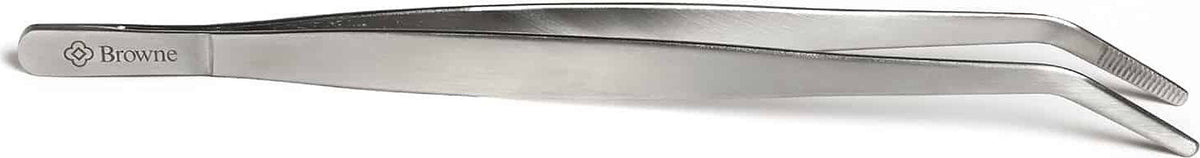 Browne - 8" Stainless Steel Curved Precision Tongs - 57515