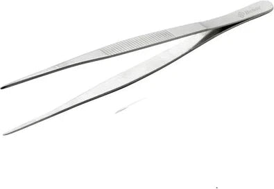 Browne - 8" Stainless Steel Straight Precision Tongs - 57516