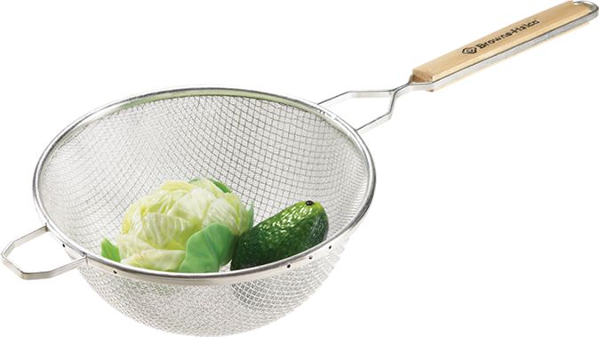 Browne - 8" Wood Handle Double Fine Mesh Strainer - 8098
