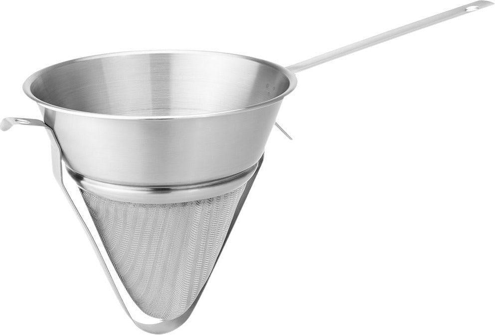 Browne - 8.5" x 9" Stainless Steel Bouillon Strainer with Pan Hook and Reinforced Bar - 575414