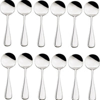 Browne - CELINE 7" Stainless Steel Round Soup Spoon, Pack of 12 - 502513