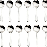 Browne - ECLIPSE 7" Stainless Steel Round Soup Spoon, Pack of 12 - 502113