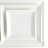 Browne - FOUNDATION 10" Porcelain Square Wide Rim White Plate, Pack of 12 - 5630193
