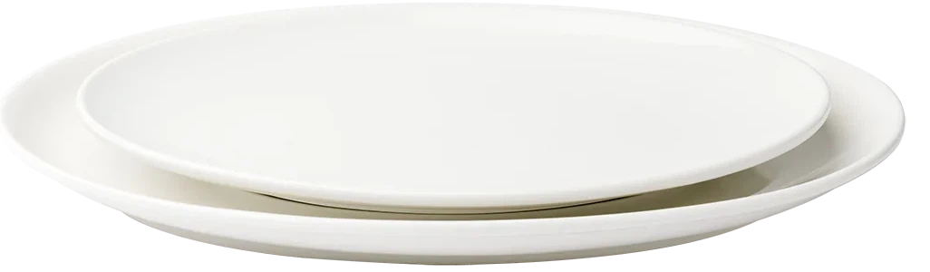 Browne - FOUNDATION 10" x 7.25" Porcelain Oval White Coupe Plate, Pack of 12 - 5630115