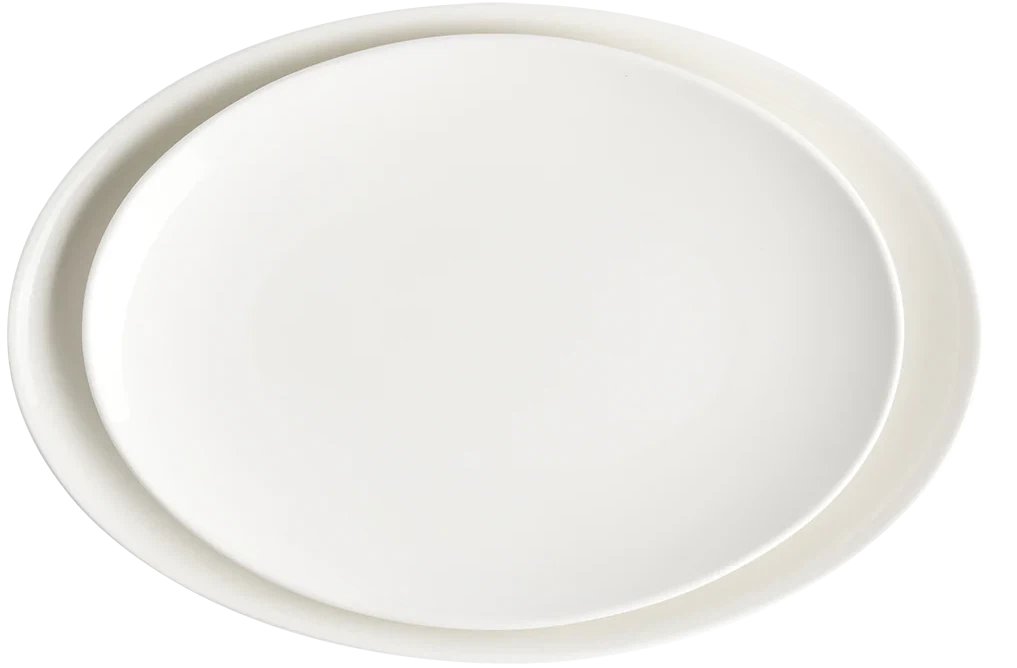 Browne - FOUNDATION 10" x 7.25" Porcelain Oval White Coupe Plate, Pack of 12 - 5630115