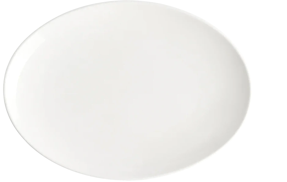 Browne - FOUNDATION 10" x 7.25" Porcelain Oval White Coupe Plate, Pack of 12 - 5630115