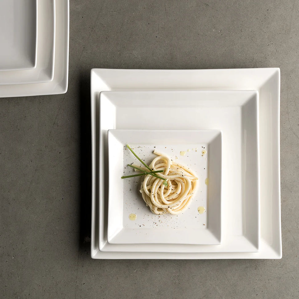 Browne - FOUNDATION 10.25" Porcelain Square White Plate, Pack of 12 - 5630191
