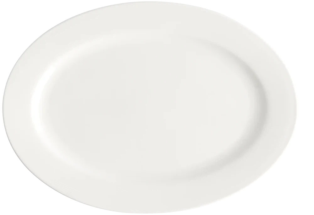 Browne - FOUNDATION 11.75" x 8.5" Porcelain White Oval Wide Rim Plate, Pack of 12 - 5630118
