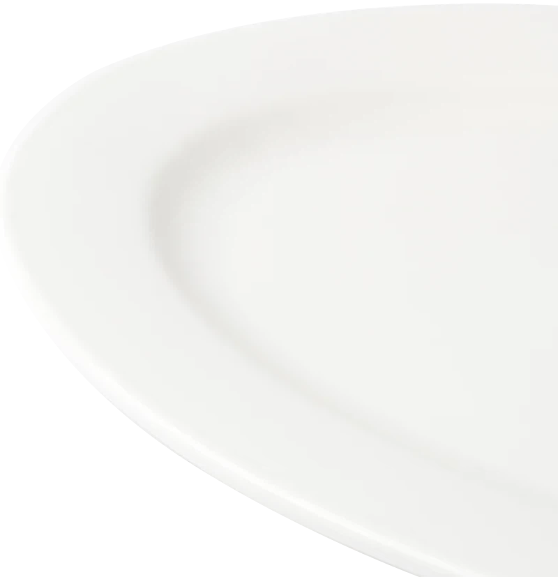 Browne - FOUNDATION 11.75" x 8.5" Porcelain White Oval Wide Rim Plate, Pack of 12 - 5630118