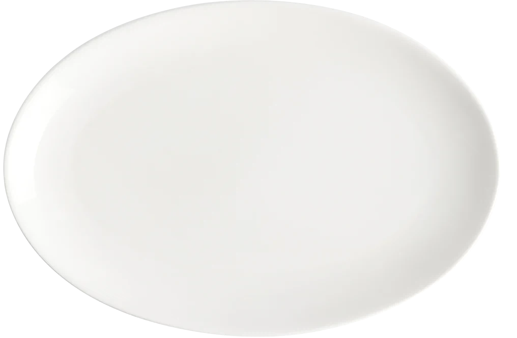 Browne - FOUNDATION 12" x 8" Porcelain Oval White Coupe Plate, Pack of 12 - 5630117
