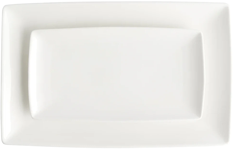 Browne - FOUNDATION 12.25" x 8" Porcelain White Rectangular Coupe Plate, Pack of 12 - 5630188