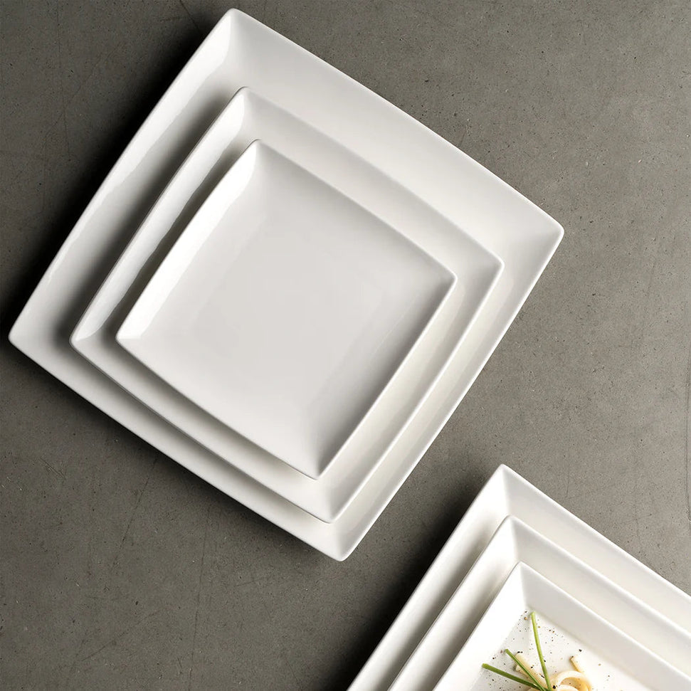 Browne - FOUNDATION 6.25" Porcelain White Square Coupe Plate, 3 Dz - 5630189