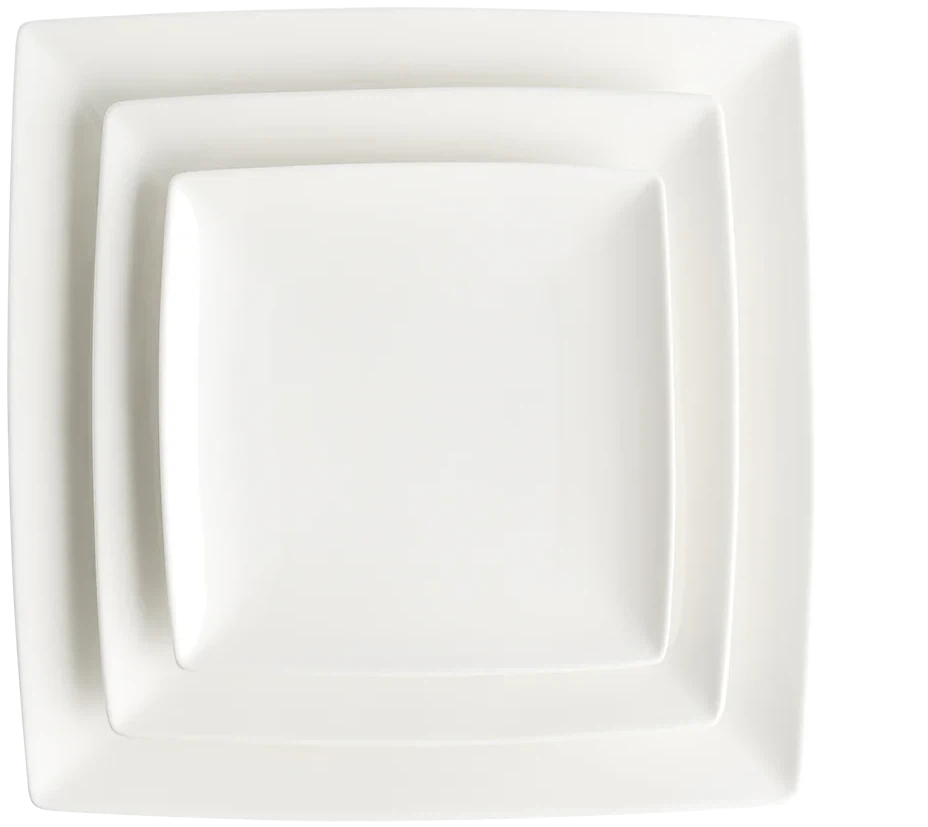 Browne - FOUNDATION 6.25" Porcelain White Square Coupe Plate, Pack of 36 - 5630189