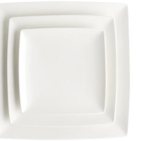 Browne - FOUNDATION 6.25" Porcelain White Square Coupe Plate, Pack of 36 - 5630189