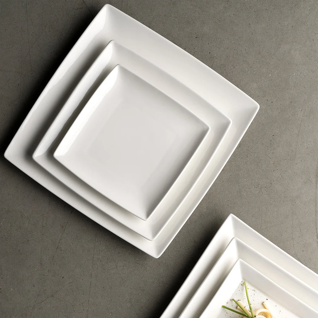 Browne - FOUNDATION 6.25" Porcelain White Square Coupe Plate, Pack of 36 - 5630189