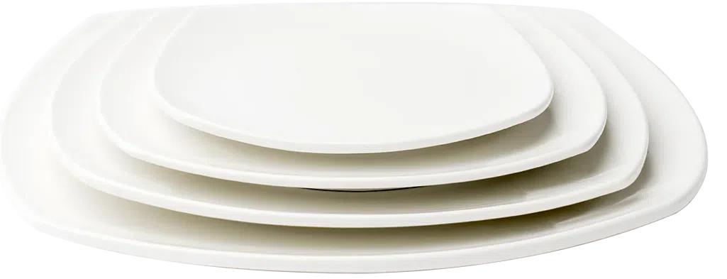 Browne - FOUNDATION 6.75" Porcelain Rounded Square Coupe White Plate, Pack of 36 - 5630195
