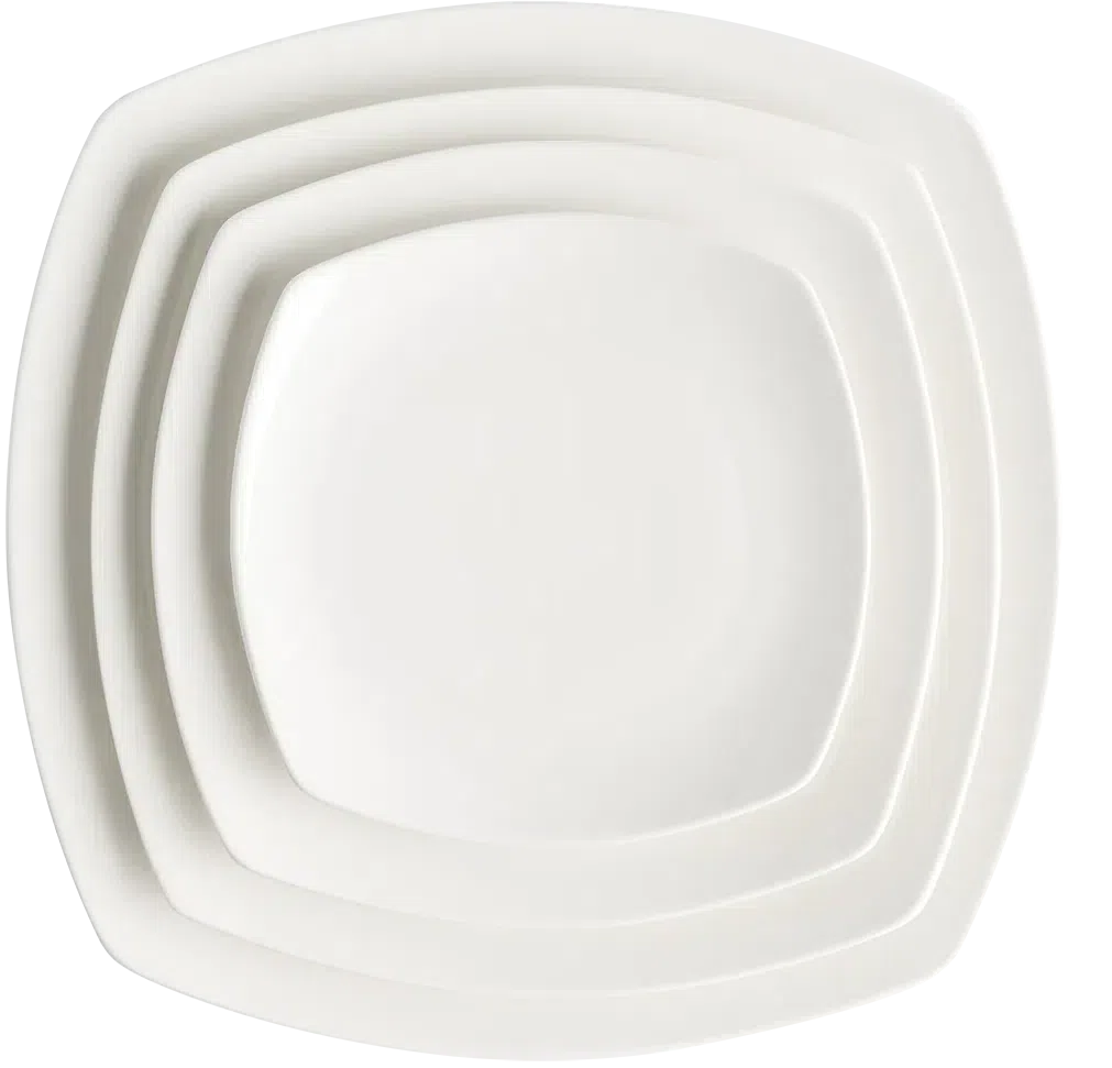 Browne - FOUNDATION 6.75" Porcelain Rounded Square Coupe White Plate, Pack of 36 - 5630195