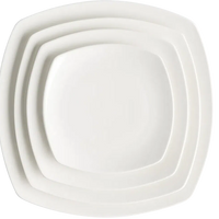 Browne - FOUNDATION 6.75" Porcelain Rounded Square Coupe White Plate, Pack of 36 - 5630195
