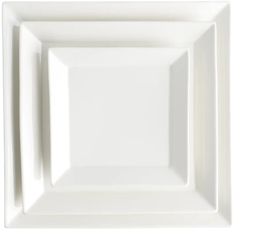 Browne - FOUNDATION 10" Porcelain Square Wide Rim White Plate, 1 Dz - 5630193
