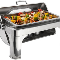 Browne - Harmony 7 QT Rectangular Full-Size Chafer with Nautilus Window Roll Top Cover & Window - 575167