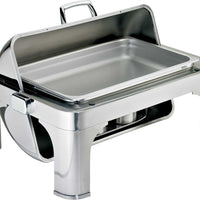 Browne - Harmony 7 QT Stainless Steel Full Size Rectangular Chafer with Roll Top Cover - 575176