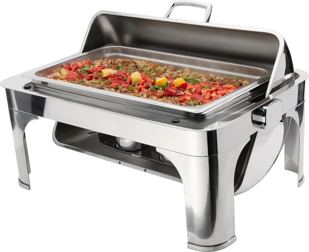 Browne - Harmony 7 QT Stainless Steel Full Size Rectangular Chafer with Roll Top Cover - 575176