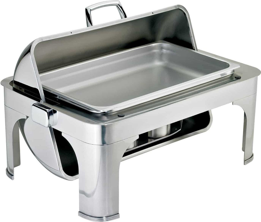 Browne - Harmony 9 QT Stainless Steel Full Size Rectangular Chafer with Roll Top Cover (8.5L) - 575175