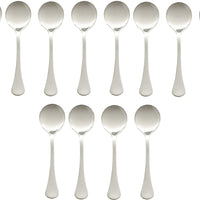 Browne - LUNA 7" Stainless Steel Round Soup Spoon, Pack of 12 - 503213