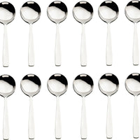 Browne - MODENA 7" Stainless Steel Round Soup Spoon, Pack of 12 - 503013