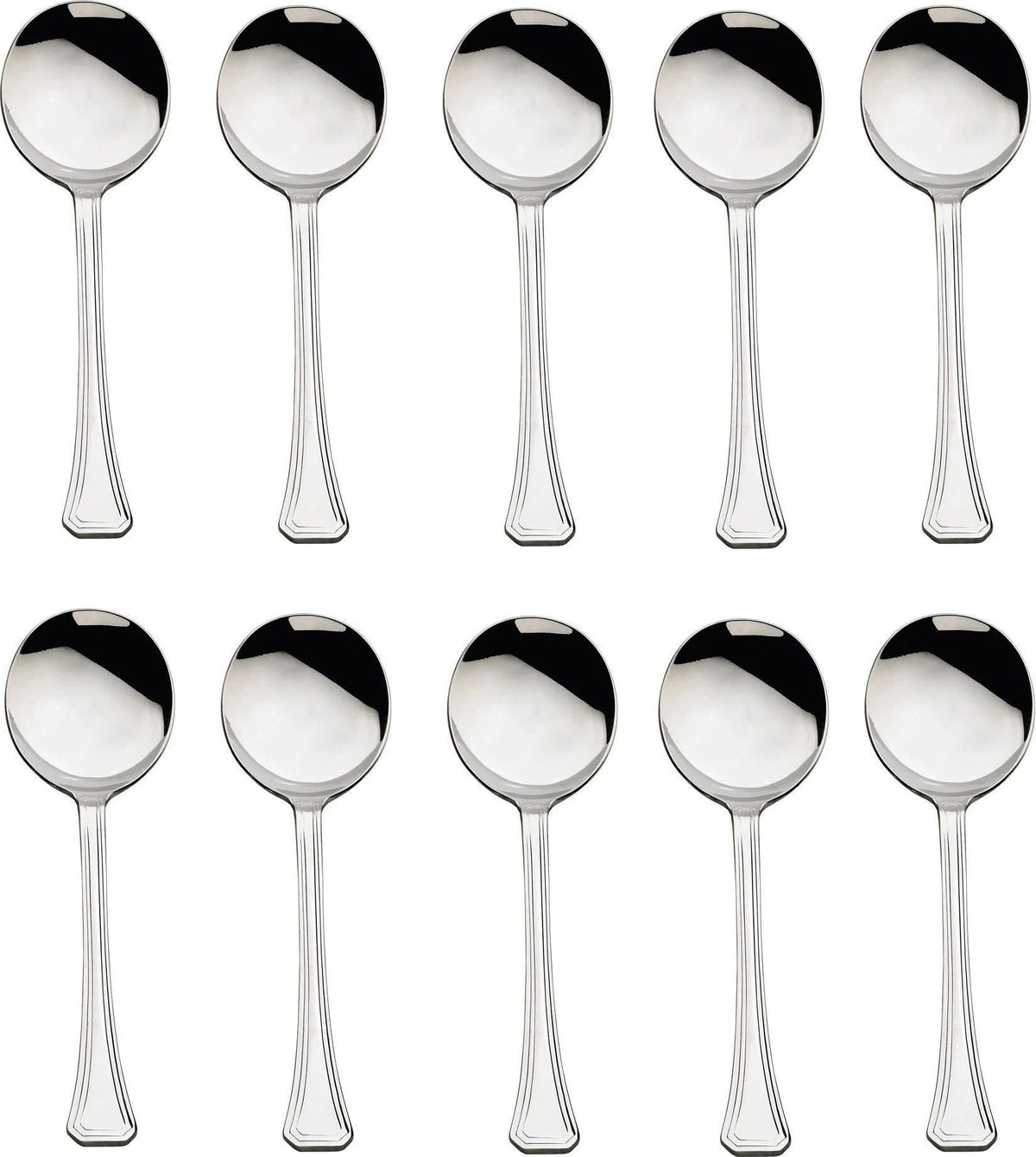 Browne - OXFORD 7.3" Stainless Steel Round Soup Spoon, Pack of 12 - 502013