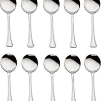 Browne - OXFORD 7.3" Stainless Steel Round Soup Spoon, Pack of 12 - 502013
