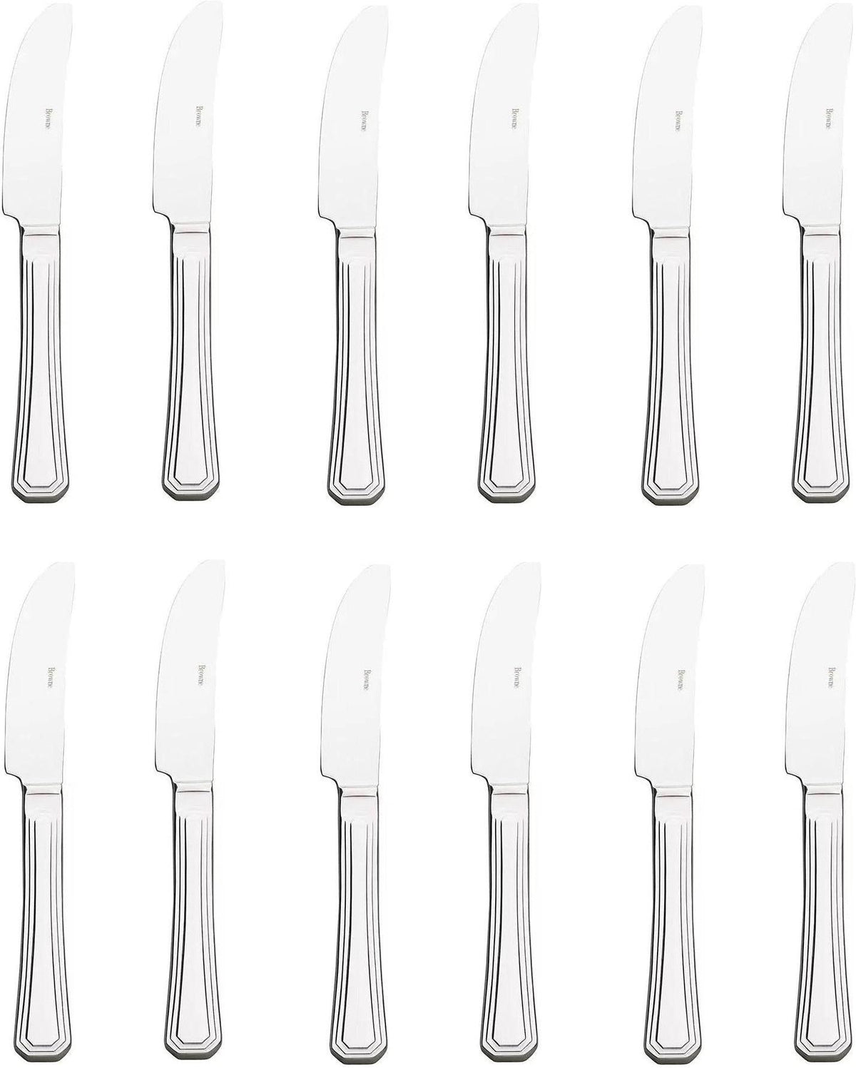 Browne - OXFORD 9.3" Stainless Steel Serrated Dinner Knife, Pack of 12 - 502011S