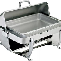 Browne - Octave 7 QT Stainless Steel Rectangular Full Size Dripless Chafer with Roll Top Cover - 575171