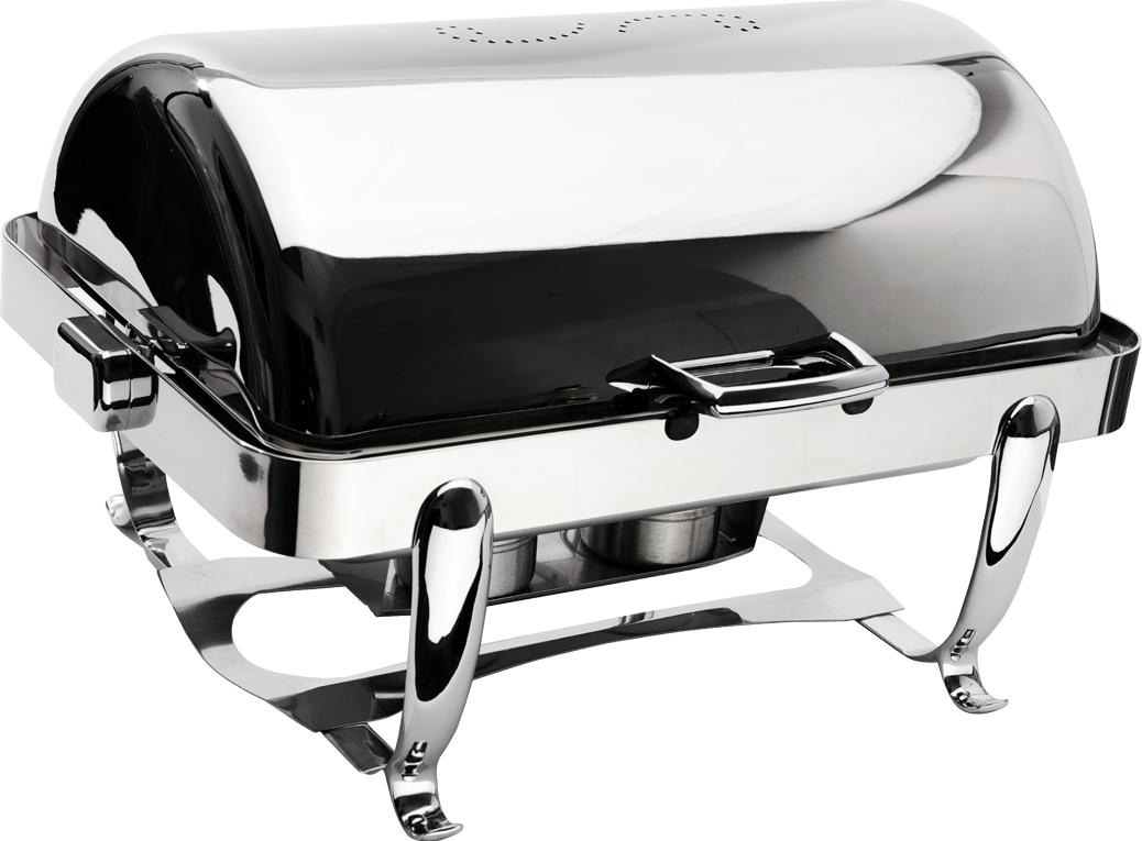 Browne - Octave 7 QT Stainless Steel Rectangular Full Size Dripless Chafer with Roll Top Cover - 575171
