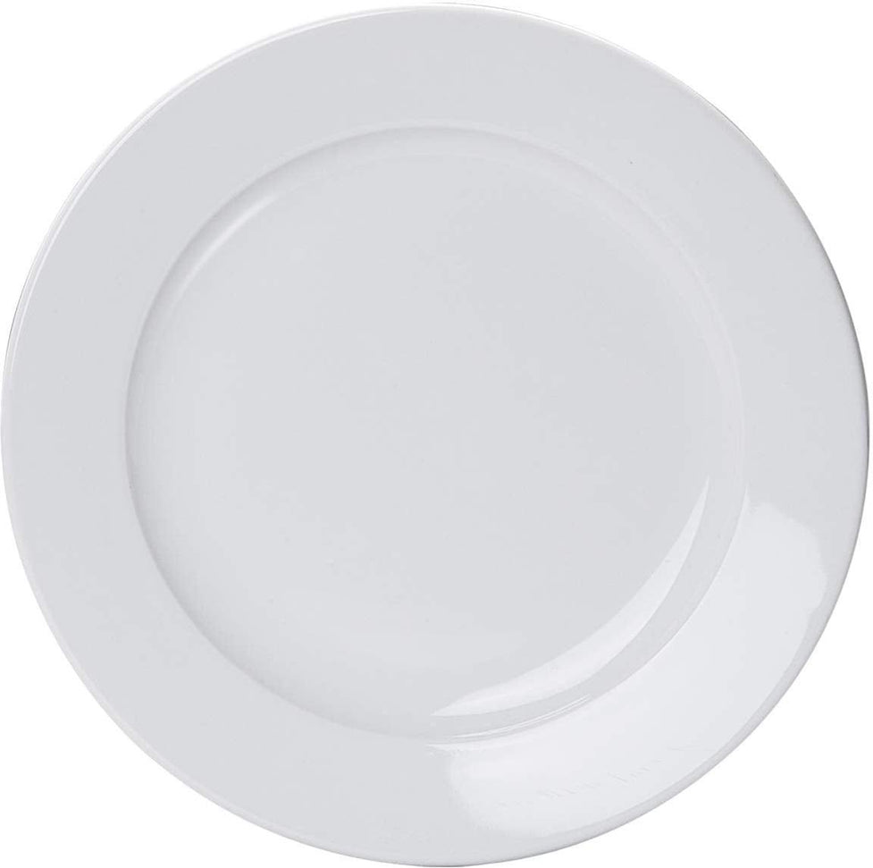 Browne - PALM 9" White Wide Rim Porcelain Dinner Plate, Pack of 24 - 563993