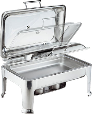 Browne - Symphony 9 QT Stainless Steel Full-Size Rectangular Chafer with Glass Cover - 575162