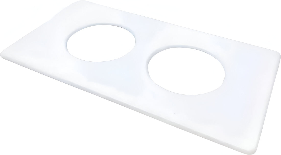 Bugambilia - Classic 12.5" Insert Third White Rectangular Food Pan Tile with Two Openings for Two Dressing Bottles With Elegantly Textured - IH1/3L2-WW