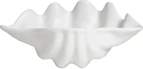 Bugambilia - Classic 135.3 Oz Large White Shell Ceviche Shell Plate With Elegantly Textured - SC004WW