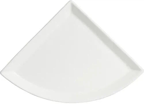 Bugambilia - Classic 13.4" Small White Quarter Moon Platter With Elegantly Textured - PM402WW