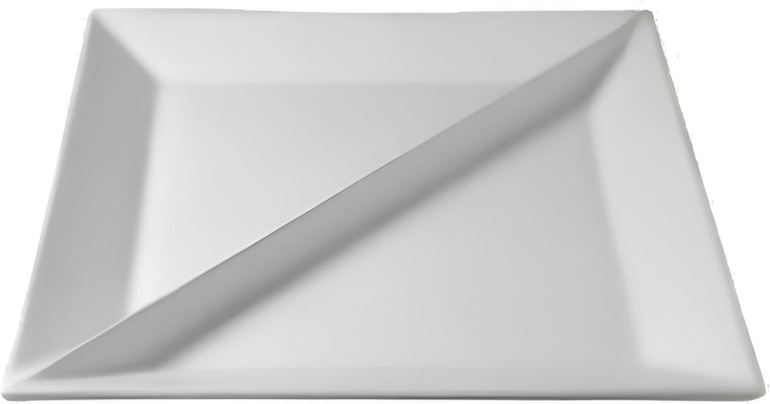 Bugambilia - Classic 17" White Square Divided Buffet Platter With Elegantly Textured - PS015WW