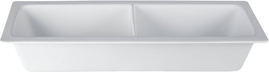 Bugambilia - Classic 1.5 Qt White Rectangular Half Size Long Food Pan With Elegantly Textured - IH2/42WW
