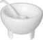 Bugambilia - Classic 30.5 Oz White Round Molcajete & Spoon Set With Elegantly Textured - MJS06WW