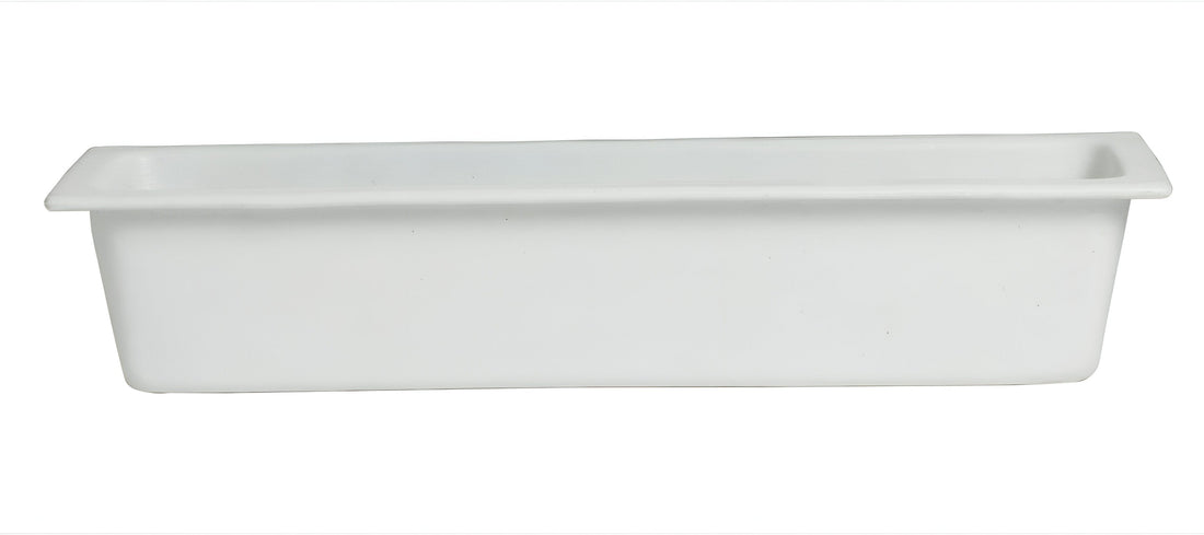 Bugambilia - Classic 3.6 Qt White Rectangular Half Size Long Deep Food Pan With Elegantly Textured - IH2/4DWW