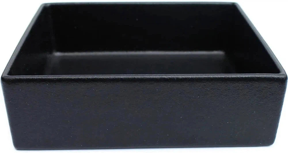 Bugambilia - Classic 3.9 Qt Black Square Straight Sided Salad Bowl With Elegantly Textured - COMP03BB