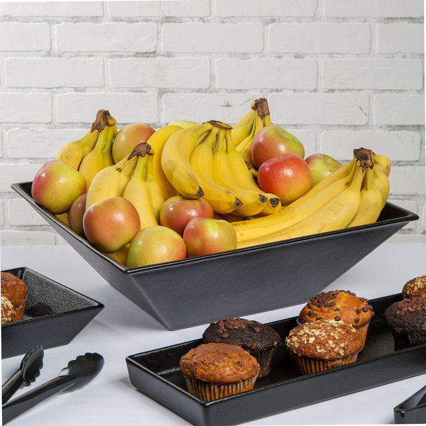 Bugambilia - Classic 432.8 Oz XX-Large Black Square Bowl With Elegantly Textured - BSD16BB