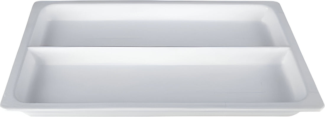 Bugambilia - Classic 4.2 Qt White Rectangular Full Size Deep Food Pan With Vertical Division With Elegantly Textured - IH1S2/4WW
