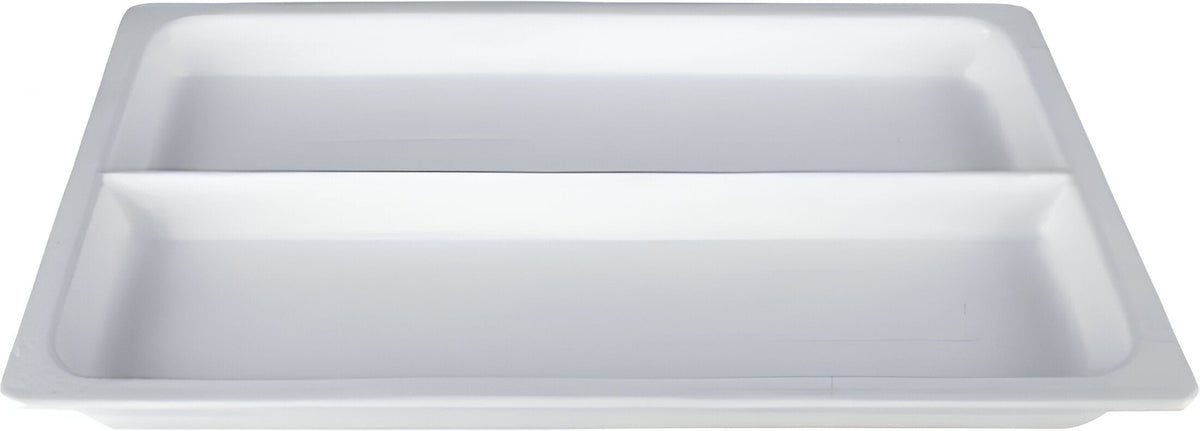 Bugambilia - Classic 4.2 Qt White Rectangular Full Size Deep Food Pan With Vertical Division With Elegantly Textured - IH1S2/4WW